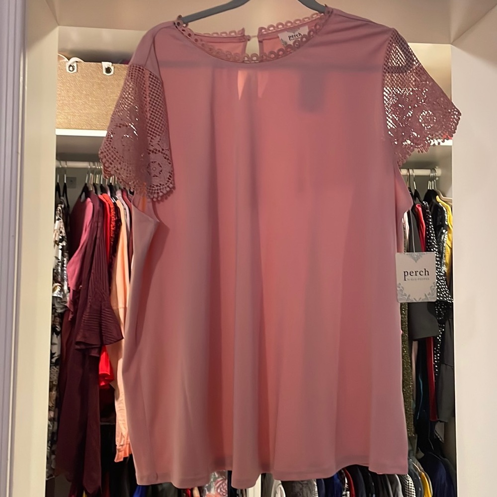Stunning pink blouse with lace detail